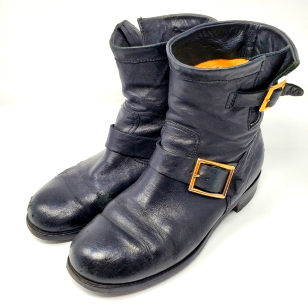 Jimmy Choo Black Leather Moto Boots